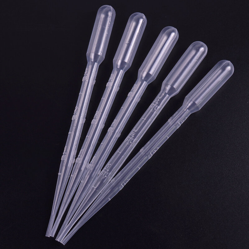 100PCS 3ML Transparent Pipettes Disposable Safe Plastic Eye Dropper Transfer Graduated Pipettes for Lab Experiment Supplies