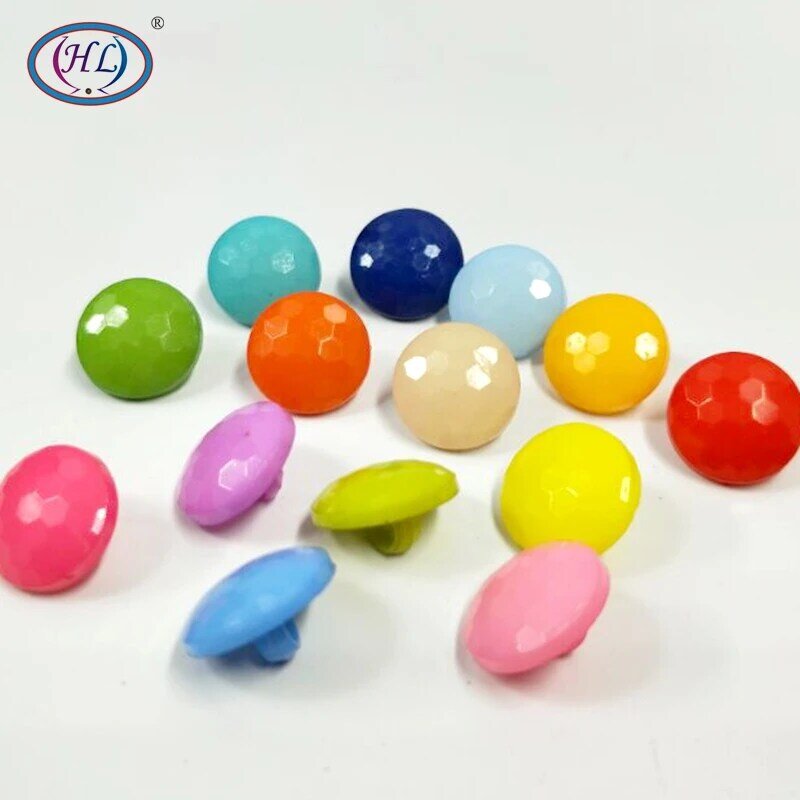 Botões Hl-plástico com haste redonda, misturar cores, diy, artesanato, acessórios de costura, 12mm, 50 ou 100pcs