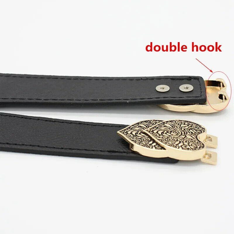Fashion Vintage buckle belts for women wedding stretch carved design waistbands elastic thin cummerbunds for dress black party