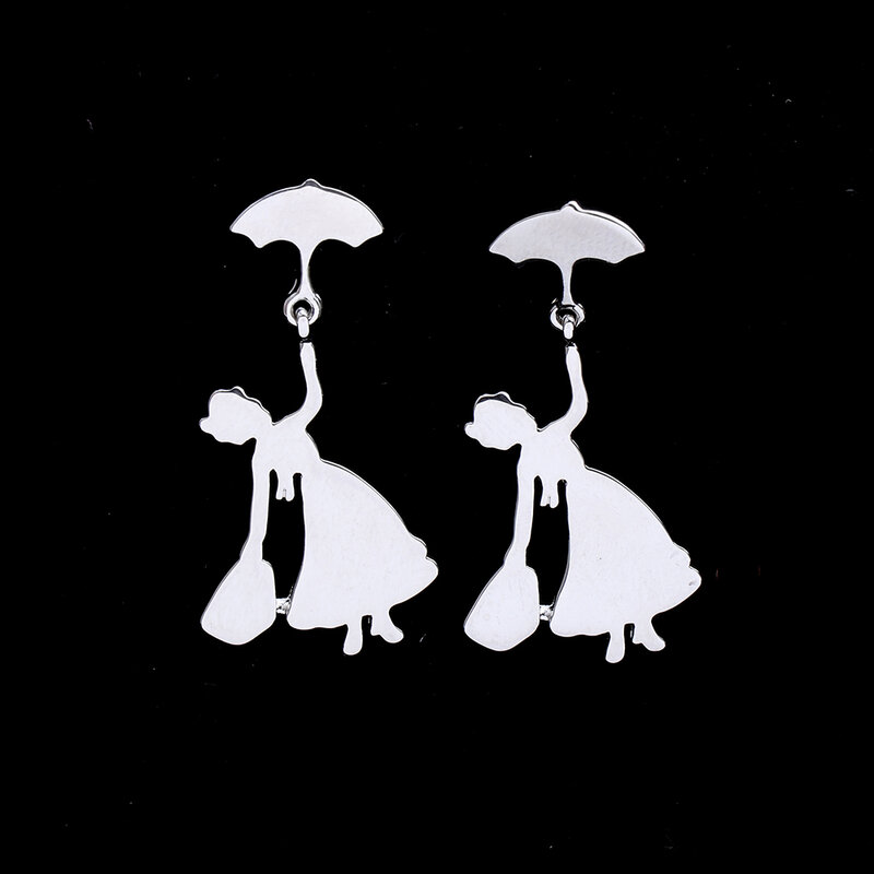 Brincos de guarda-chuva de cor prata para mulheres, brincos bonitos, joias de casamento, presente clássico, pequenos
