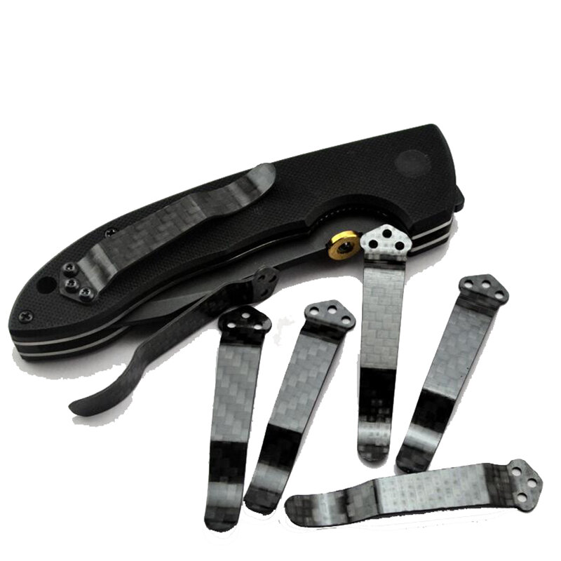 Carbon Fiber Knife Pocket Clip - Black - 3 Holes Custom Clip For Benchmade Knives griptilian Clip Emerson CQC-7 Pocket Clip