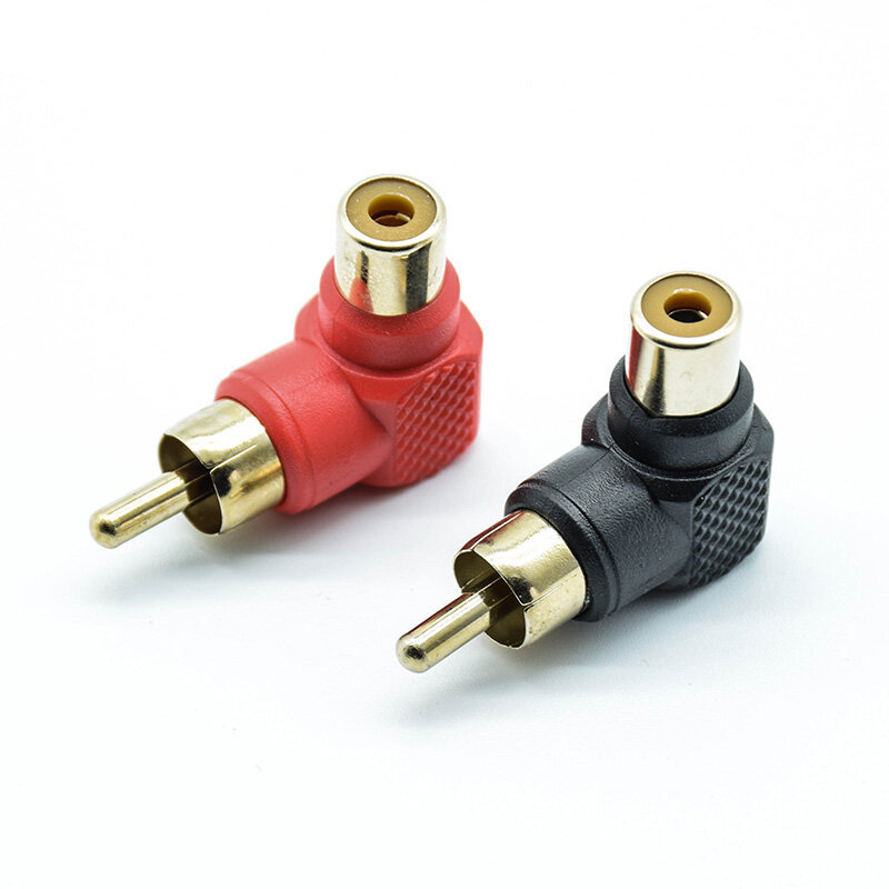 2Pcs 90 Degree RCA Right Angle Connector Plug Adapters Male To Female M/F 90 Degree Elbow  Audio Adapter