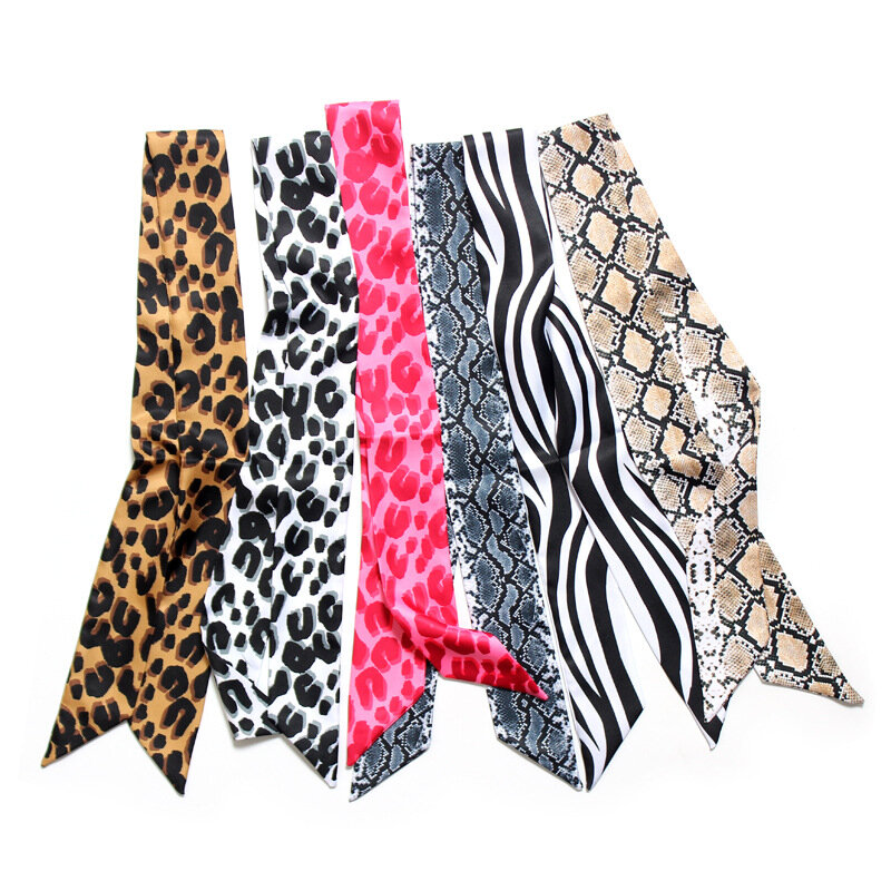 Impressão de pele de cobra leopardo 2023 novo saco magro lenço de seda para mulheres marca de luxo foulard feminino gravata moda cabeça cachecóis para senhoras
