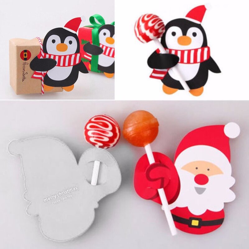 Bộ 50 DIY 2018 Giáng Sinh Mới Giấy Kẹo Chocolate Lollipop Gậy Trí Bánh Quà Giáng Trang Trí Tiệc