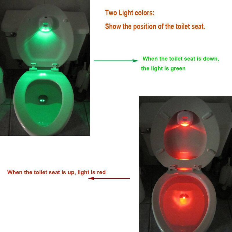 Led luz para vaso sanitário, luz noturna, com sensor de movimento, smart, com 2 aa bateria