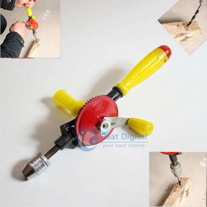 Free Shipping! Manual hand drill, woodworking equipment supporting plastic handle teaching model DIY woodworking tools.