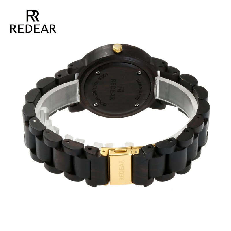REDEAR darmowa wysyłka marka bambusowy zegarek moda czarny zegarek dla pary japonia mechanizm kwarcowy drewno hebanowe zegarki