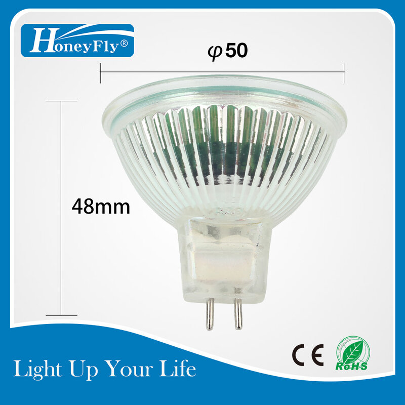HoneyFly-lámpara halógena regulable de cuarzo para chimenea, foco de luz naranja de llama de 35W/50W, 12V/2000 V, GU5.3, JCDR, ámbar, 220 piezas