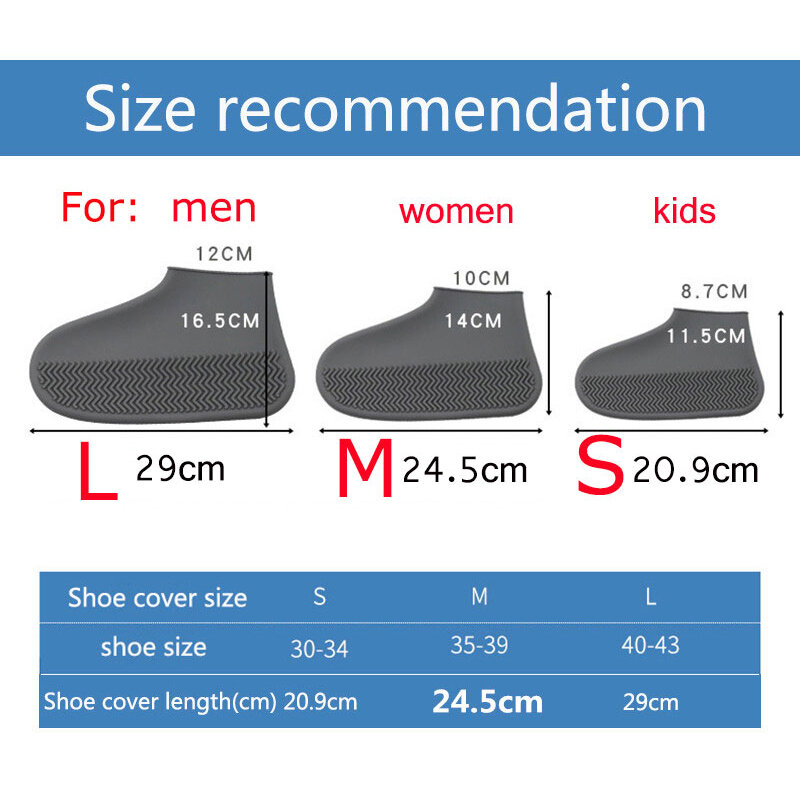 Sepatu bot hujan tahan air, dapat digunakan kembali aksesori sepatu penutup silikon dapat dicuci tahan aus untuk anak-anak dewasa