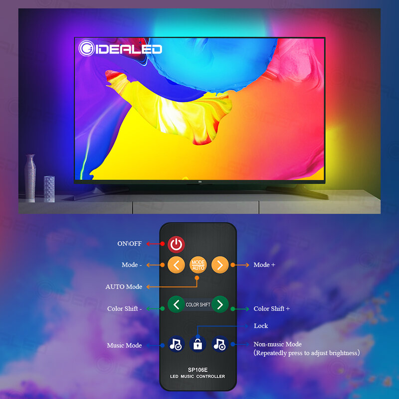 Led strip licht 5v 150leds Geluid sensor RF Afstandsbediening kleur veranderende muziek controller usb voor tv achtergrond lint omgevingslicht