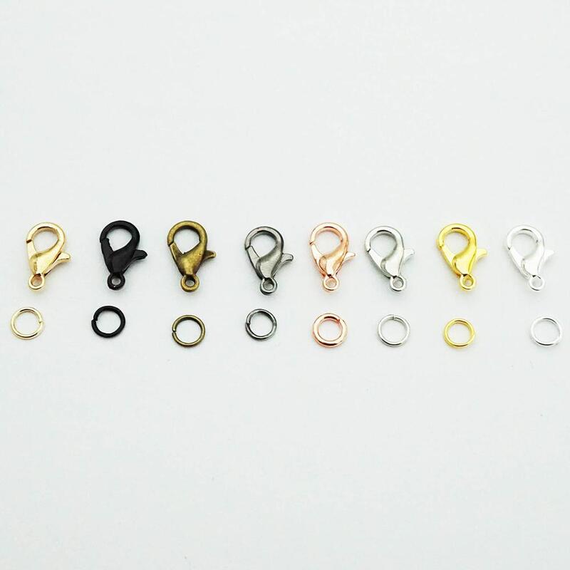 Anéis com fecho lagosta, 50 drive, gancho ou 100-300 peças, círculo aberto, laço único para colar diy, pulseira, fabricação de joias