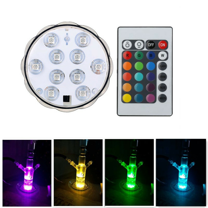 3AAA Battery Operated Submersible RGB Multicolor LED Rotating Vase Light Base for Wedding Centerpiece
