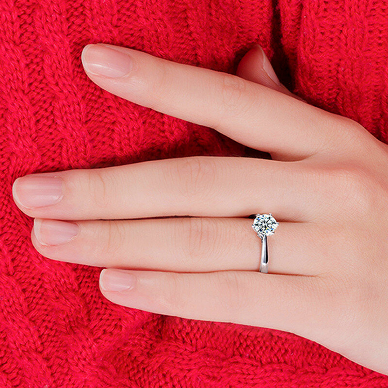 Anillos de boda finos para hombres y mujeres, regalo de plata de ley S925, cristal austriaco, anillo de propuesta de compromiso, joyería Bague Femme