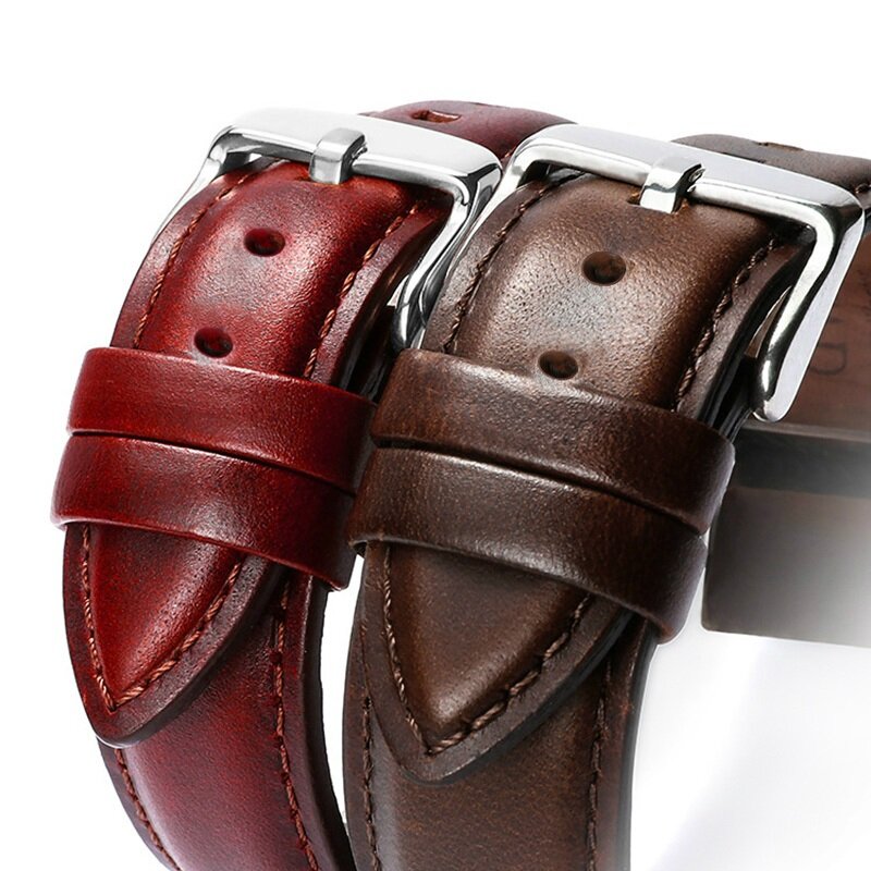 Genuine Leather Watchband Men Women Watch Band 22mm 18mm 20mm 16mm 14mm 12mm Wrist Watches Strap On Belt Watchbands Metal Buckle