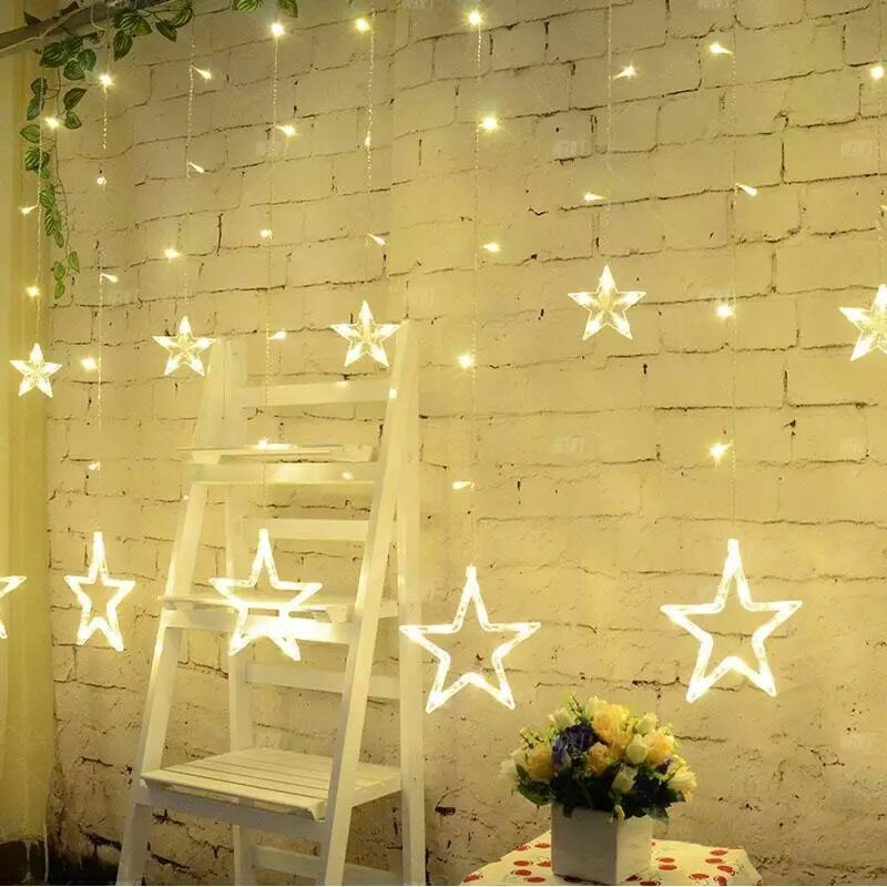 Meaningsfull-cortina de luz Led romántica de estrella de hadas, guirnalda de luz blanca cálida, decoración de vacaciones, fiesta de boda, EU220V, 2M