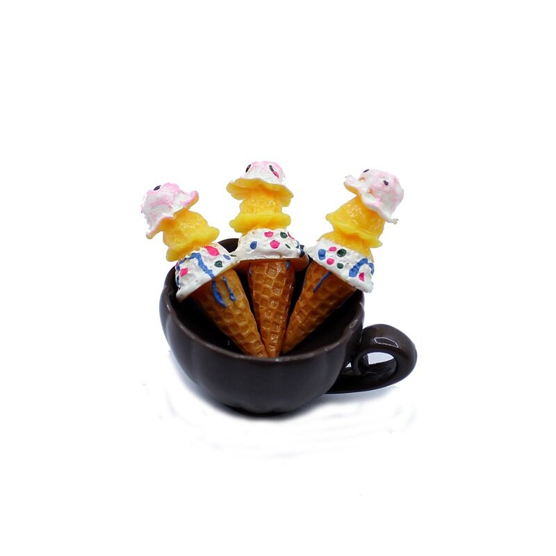 Cône de crème glacée en résine Miniature, Cabochons à dos plat pour décoration de téléphone, bricolage Kawaii, Scrapbooking, 3 pièces/lot