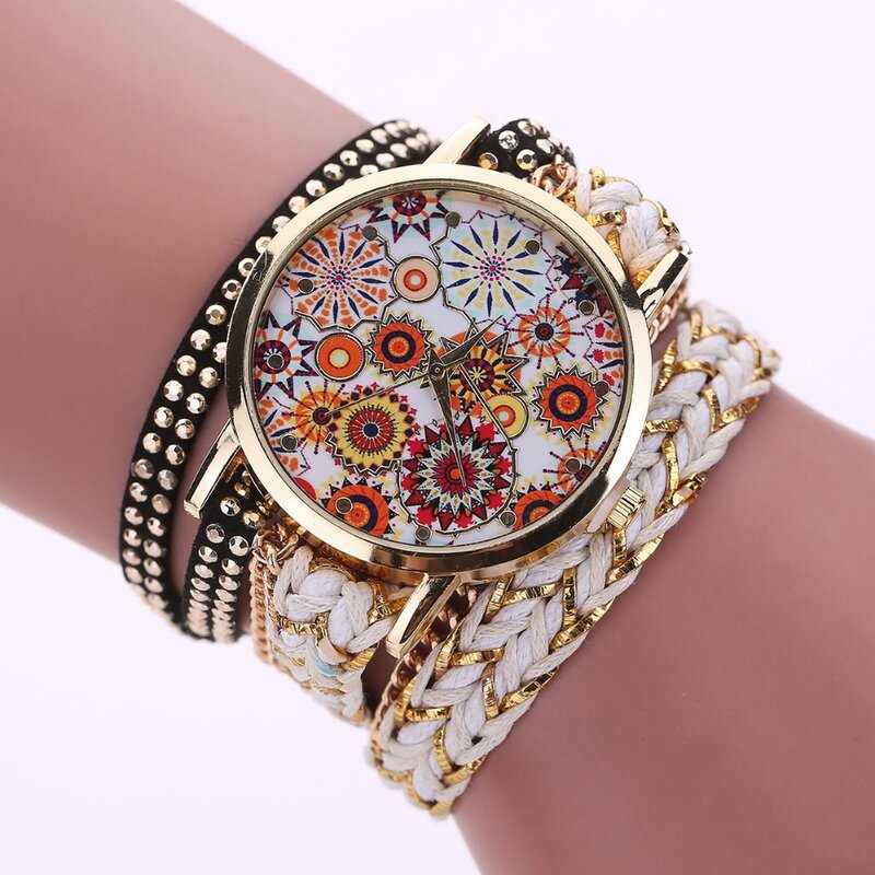 Reloj de mujer de moda superior con cinturón de 2 capas, buena calidad, reloj de pulsera de mujer de moda con cristales