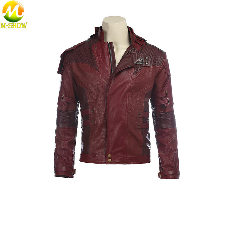 Star Lord Cosplay Costume Short Red PU Leather Jacket Guardians of the Galaxy 2 Peter Quill cosplay Halloween costume for men