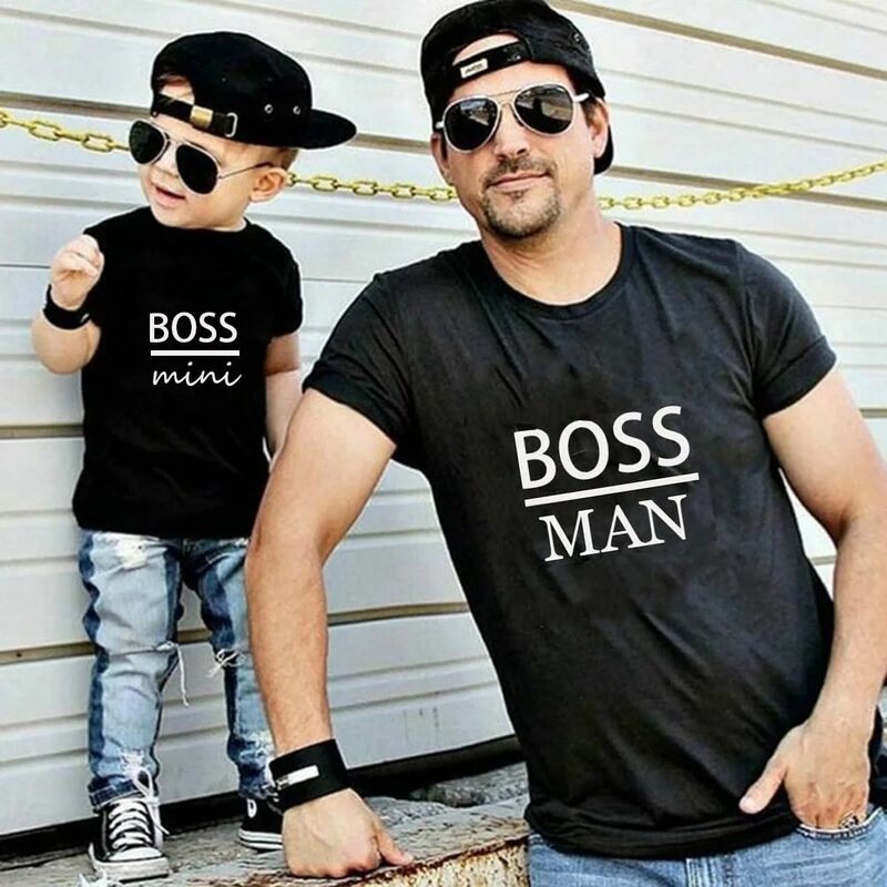 family matching clothes outfits look father Son T shirt Shirts Family Clothes Child Tees Letter Print Tops Gourd doll