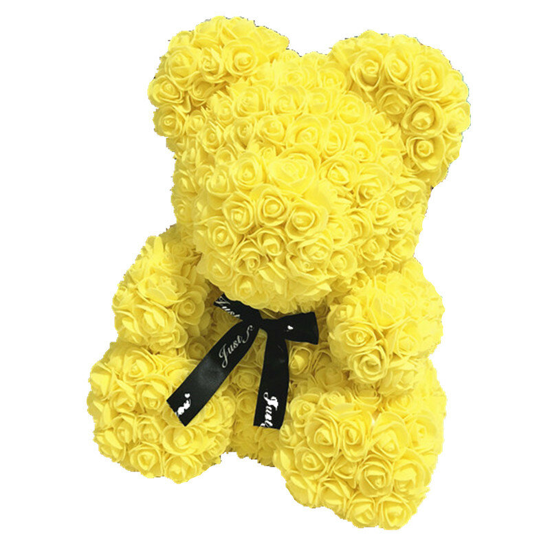 Свадебные индивидуальный подарок многоцветный подарок на день Святого Валентина 40 см PE Желтая роза медведь для подруги подарок юбилей пода...