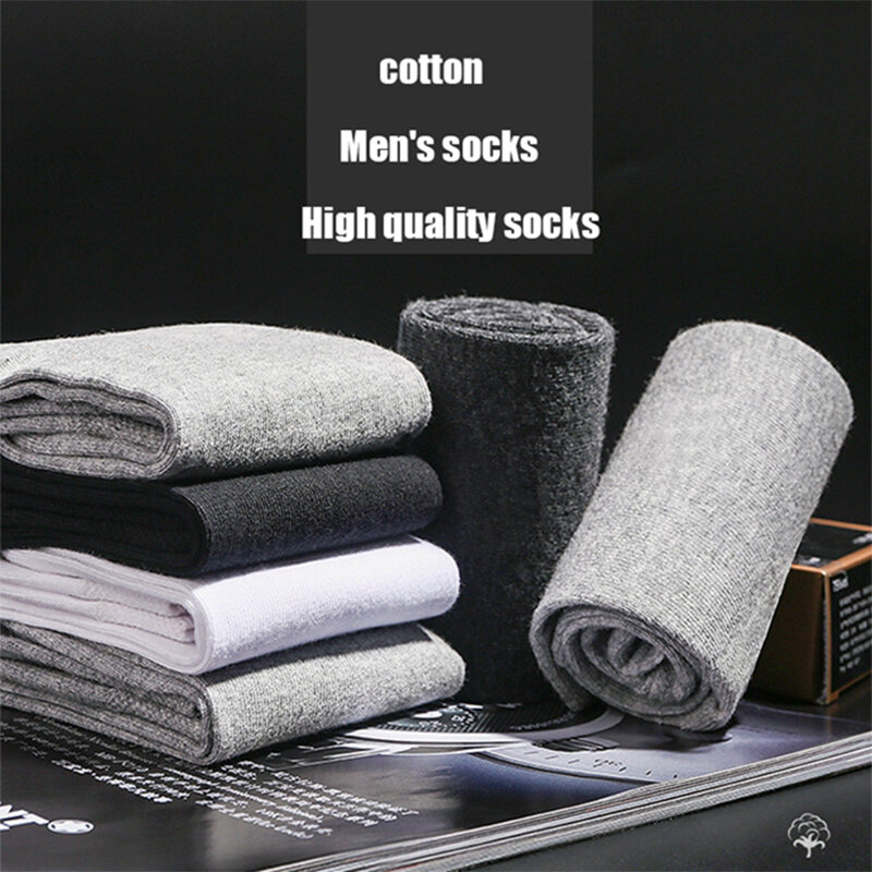 10 Pairs/Lot High Quality Men's Cotton Socks Black Business Socks Breathable New Autumn Winter Male Gift Sox PLus Size40-45