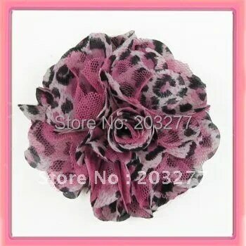 Tela de malla de leopardo de gasa, flores, 5 colores a elegir, 24 unids/lote, 3 pulgadas, nuevo, envío gratis