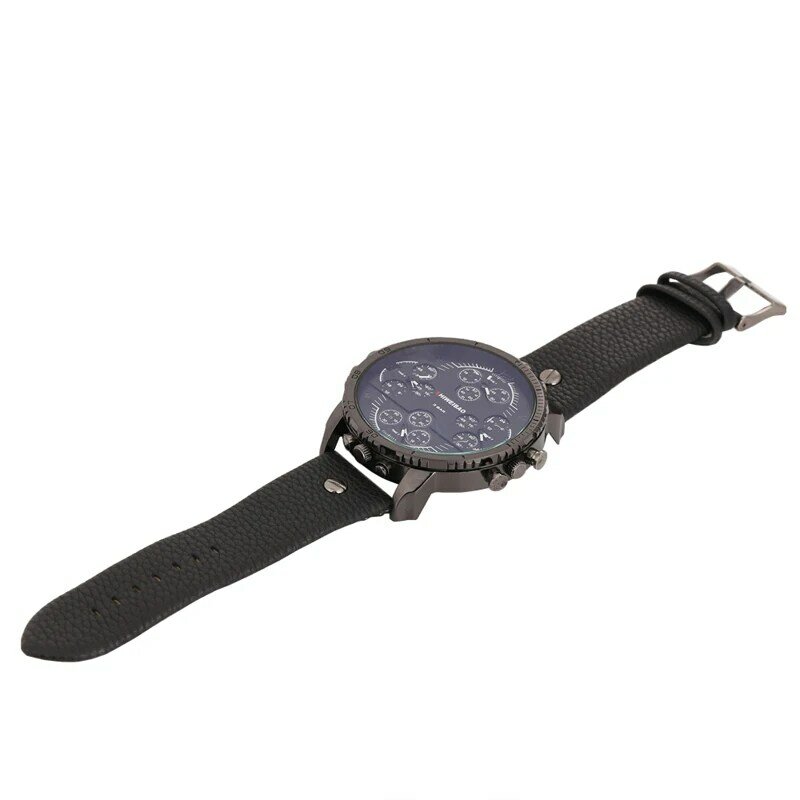 Black Leather Wrist Watch For Man Men's Quartz Watches Big Case Military Relogio Masculino Luxury Brand Male Clock