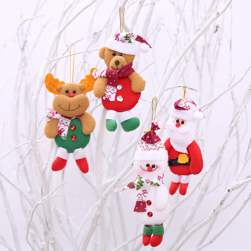 Merry Christmas Party Santa Claus Bear Christmas Tree Elk Snowman Hanging Ornaments Crafts Cloth Doll Home Decor Supply