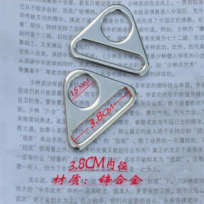 Hebilla Triangular de aleación de Zinc y plata, accesorios para bolsos, zapatos y bolsos hechos a mano, 38mm, 1,5 pulgadas, 50 unids/lote, Envío Gratis
