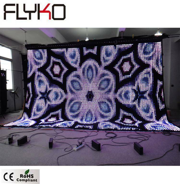 P5cm 4 m x 6 m alta definição flexível display led cortina de vídeo decoração da parede