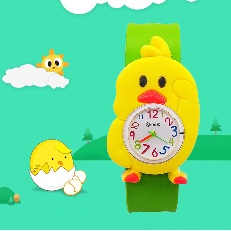 패션 키즈 시계 동물 작은 노란색 닭 귀여운 어린이 시계 아기 아이 석영 방수 손목 시계 소녀 소년 선물