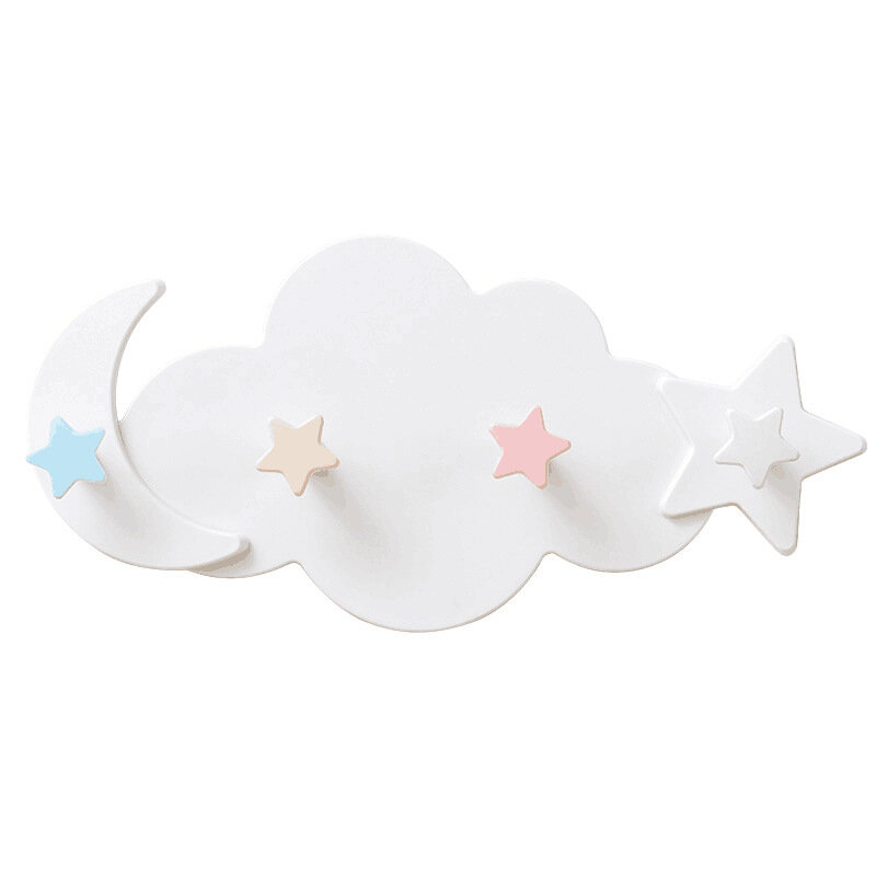 Creativo carino stella luna forma di nuvola appendiabiti da parete senza chiodi camera dei bambini chiave decorativa appendiabiti appendiabiti da cucina