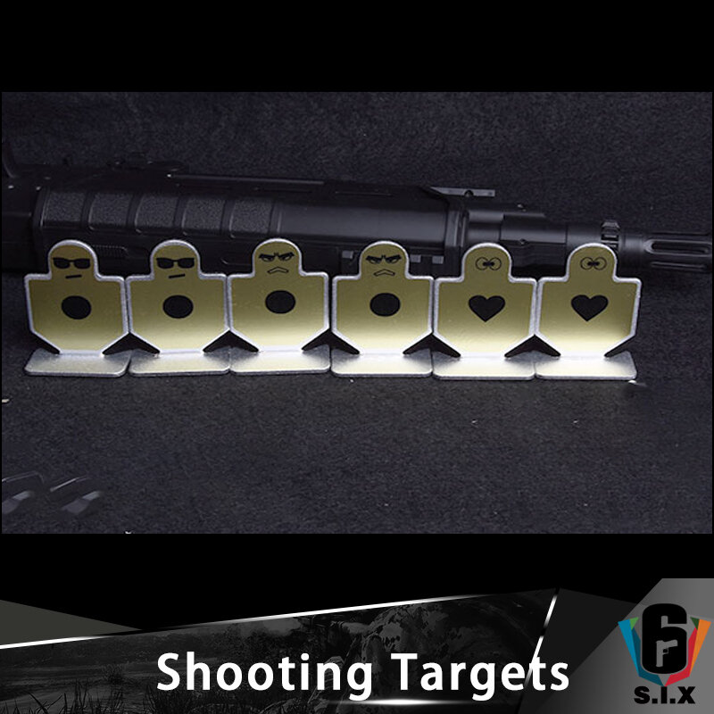 6 pçs tático airsoft rarget metal target prática placa pequenos guerreiros de fortitude 42mm x 62mm paintball acessório