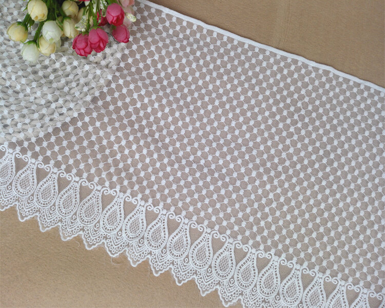 31cm Wide Simple Mbroidery Organza Lace Cotton Fabric DIY Clothing Clothes Skirt Hem Cloth Decoration Court Style Stoffa