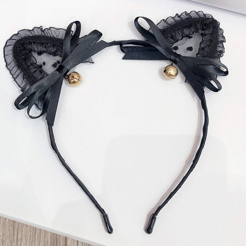 2019 mode mignon maille dentelle Dot chat oreille bandeaux Simple solide ruban arc renard oreilles bandes de cheveux pour accessoire cheveux pour femme filles accessoire