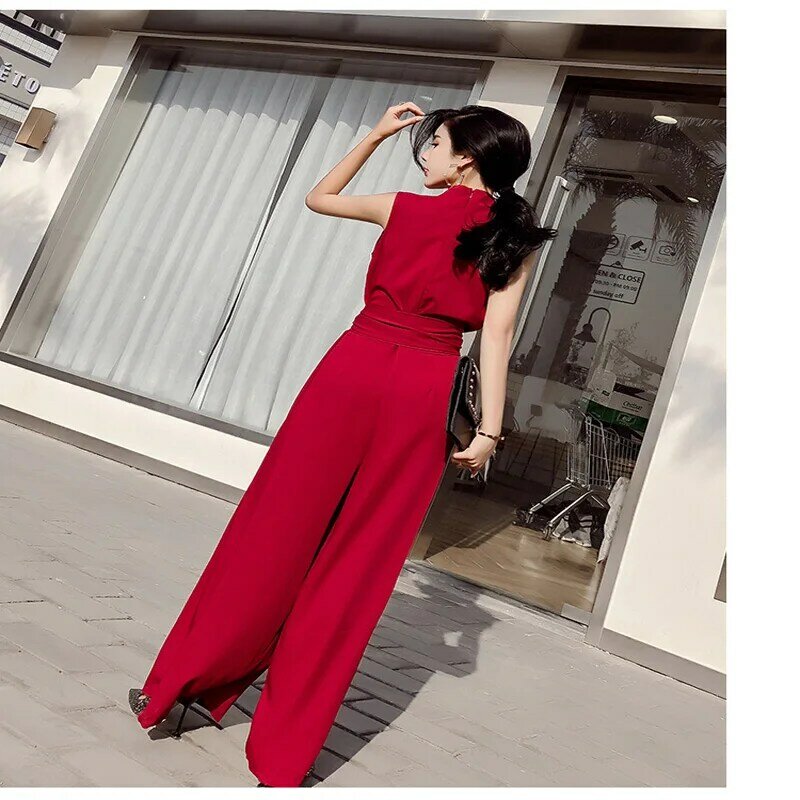 Phụ nữ Thời Trang Mới V-Cổ Jumpsuit Phụ Nữ Thanh Lịch Cung Sexy Rompers Eo Cao Jumpsuit