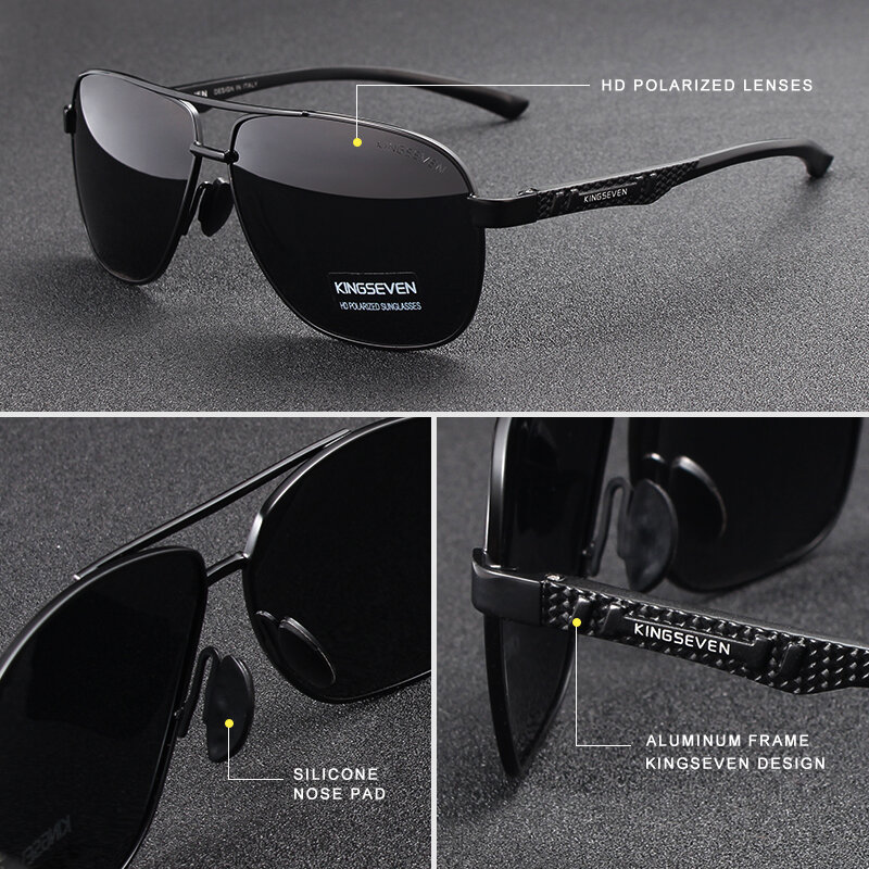 KINGSEVEN-gafas de sol polarizadas para hombre y mujer, lentes de aluminio con protección UV400, espejo, 2023