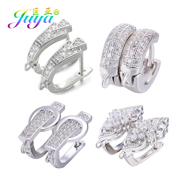 Juya DIY Fine Jewelry Material Supplies Handmade Earwire Gold Silver Plated Earring Hooks Accessories For Luxury Earrings Making
