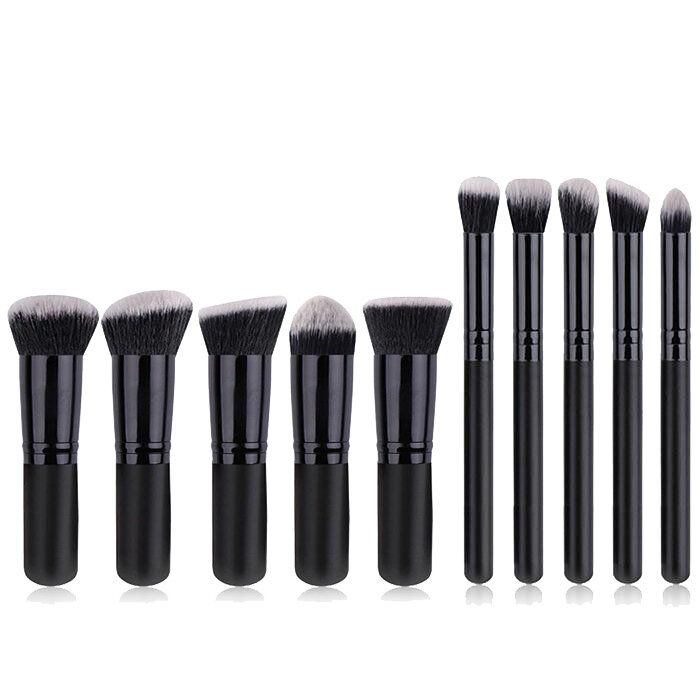 10Pcs Fashion Portable Multifunctional Soft Makeup Brush Set 3cm/1.2inch Wood Makeup Tool 16.5cm/6.5inch