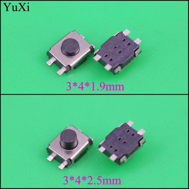 YuXi-microinterruptor de coche, pulsador táctil de 3x4x1,9mm/3x4x2,5mm, control remoto, 3x4x1,9/3x4x2,5mm, 1,9 H 2,5 H