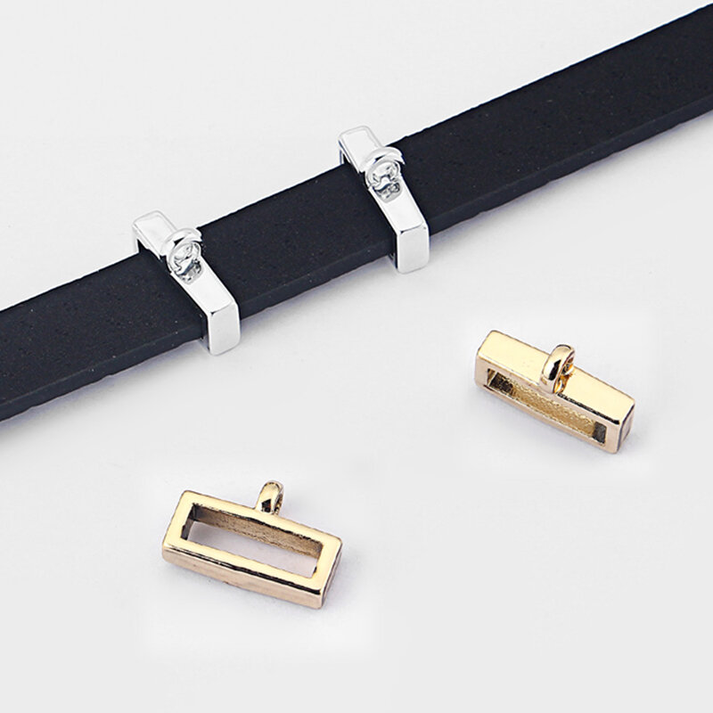 15 pçs plana slider espaçador contas com laço para 11mm cabo de couro liso diy jóias pulseira colar fazendo descobertas