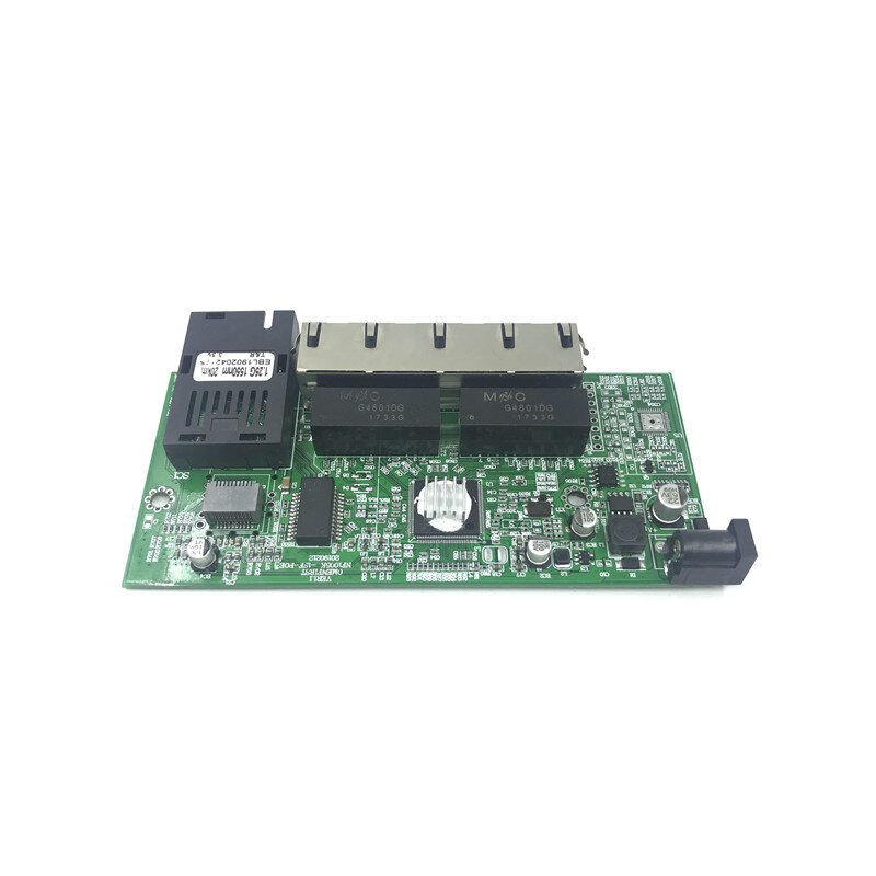 Conmutador Ethernet Gigabit de 10/100/1000M, convertidor de medios ópticos, modo único 4 RJ45 UTP y 1 SFP, puerto de fibra, placa base PCB