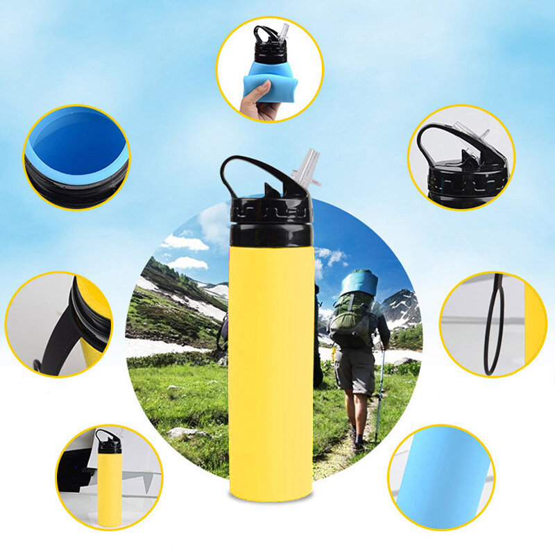 New Collapsible Bottles Portable Foldable Leak-Proof Silicone Drink Kettle Outdoor Travel Camping Drink Sport Bpa Water Bottle