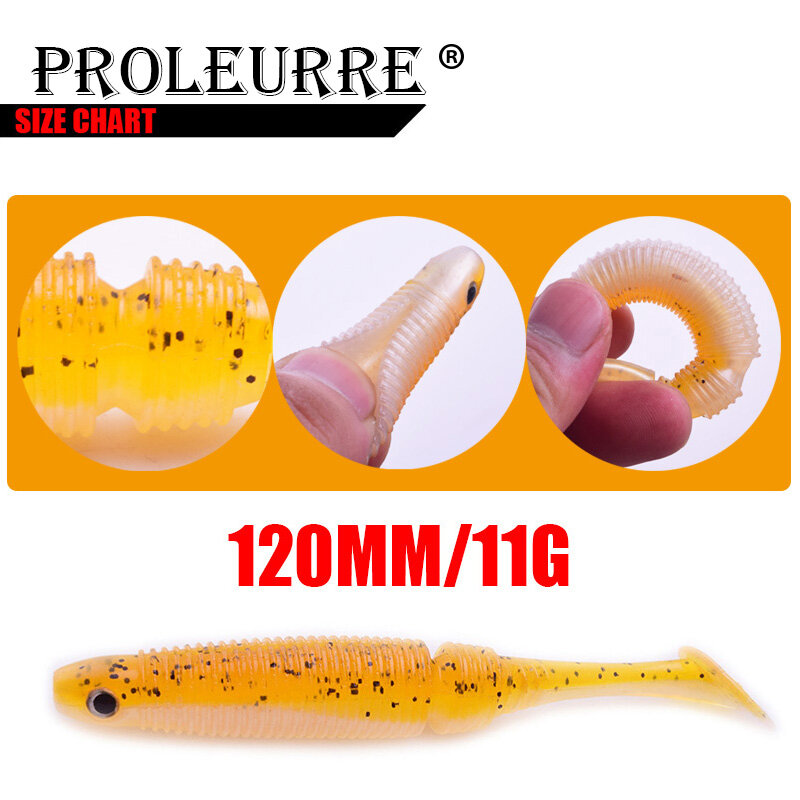 Proleurre 2pcs/pack Jig Swim Shad Fishing Tackle 12cm 11g Artificial Bait Vivid Worm Soft Lures Silicone Pesca Fishing Wobblers