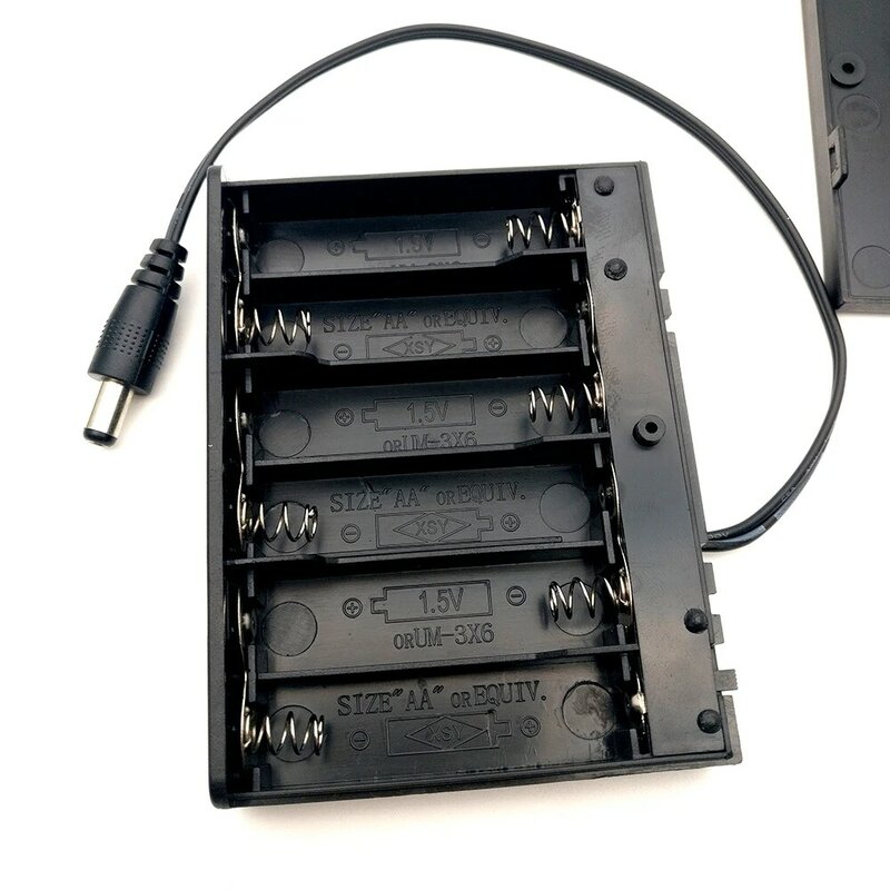 Frete grátis 10pcs 9v 6xaa caixa de bateria com interruptor liga/desliga dc 5.5*2.1mm plugue conector de alta qualidade
