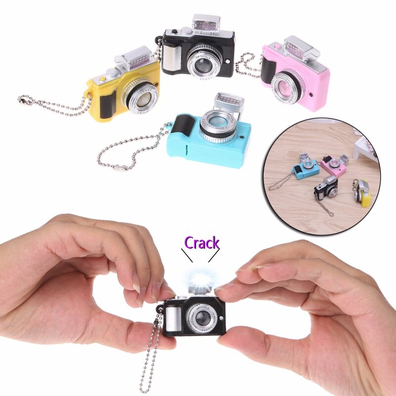 LED 크리에이티브 카메라 플래시 라이트, 재미있는 장난감 캔디 컬러 열쇠 고리