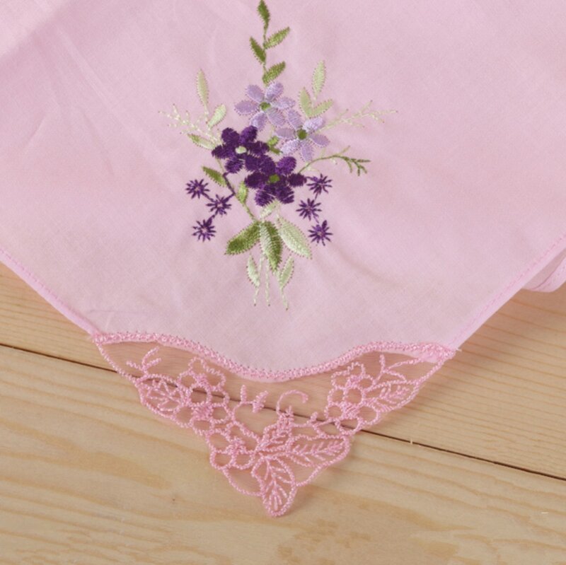 SHSEJA-Besticktes Taschentuch für Frauen, 100% Baumwolle, Spitzens tickerei, Handtuch, 12 Stück Lot