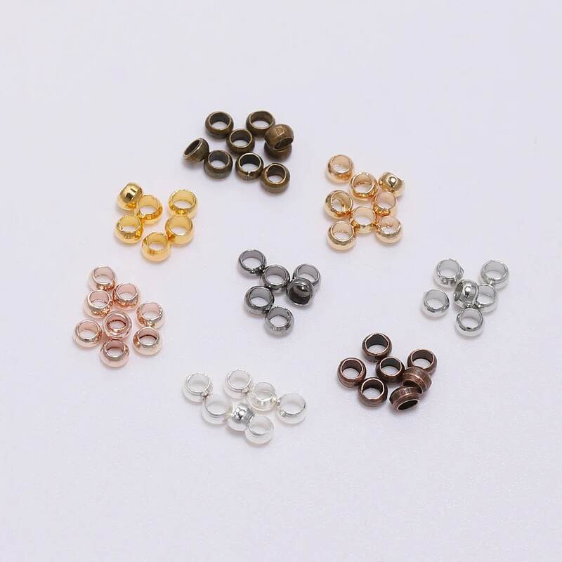 100-500pcs/lot Gold  Copper Ball Crimp End Beads Dia 2 2.5 3 mm Stopper Spacer Beads For Diy Jewelry Making Findings Supplies