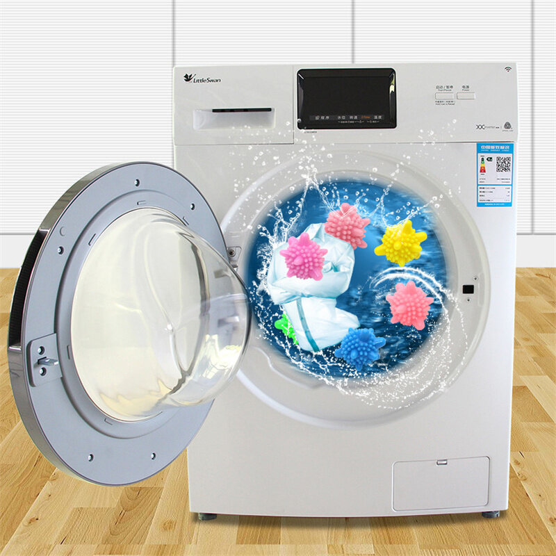 Bola de lavanderia mágica para limpeza doméstica, máquina de lavar roupa, amaciante, forma de estrela do mar, bolas de limpeza sólidas, 5 peças por lote