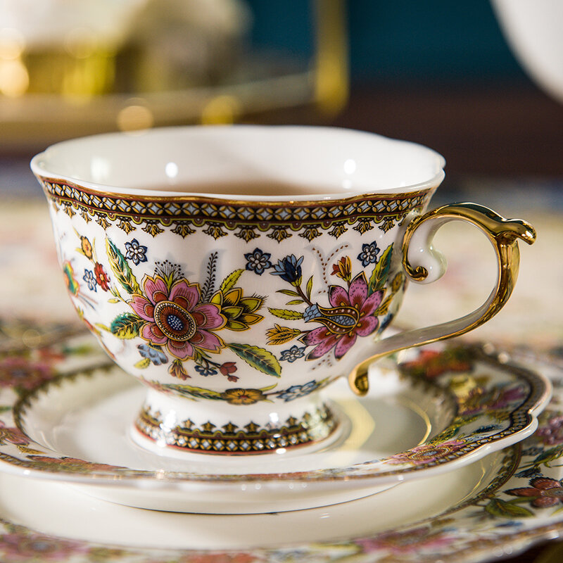 European Bone Porcelain Teaware, American Coffee Cup Set British Household Porcelain Teapot Set, Afternoon Camellia Tea Cup Set